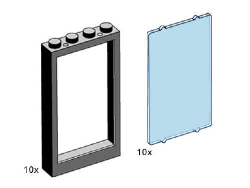 1x4x5 Black Window with Transparent Light Blue Pane