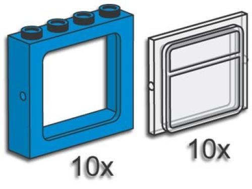 Blue Train Windows with Panes