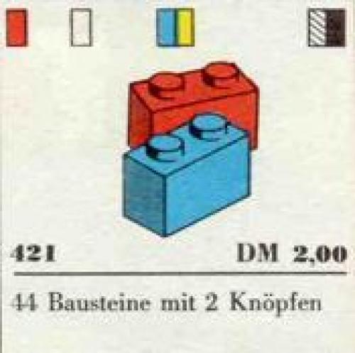 2 Stud Bricks, Assorted Colours (6)