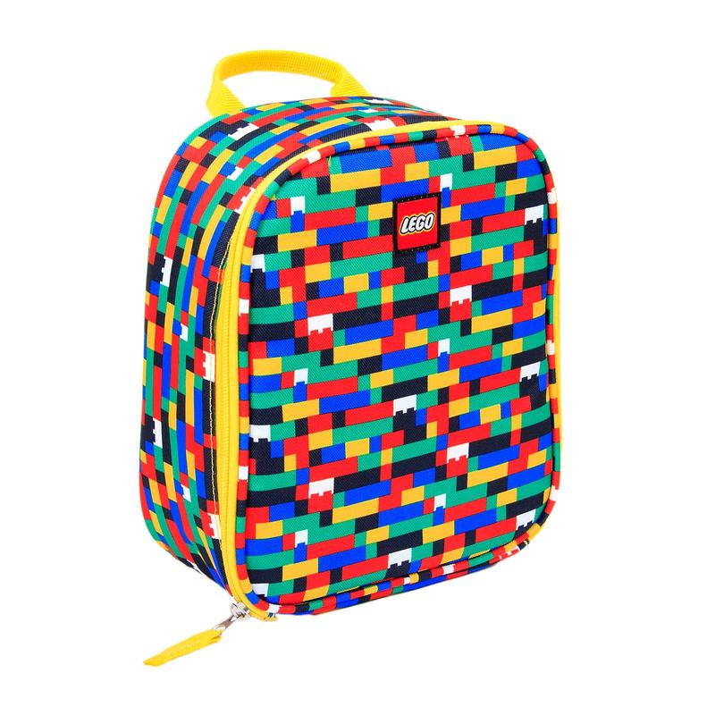 Red Blue Brick Print Lunch Bag
