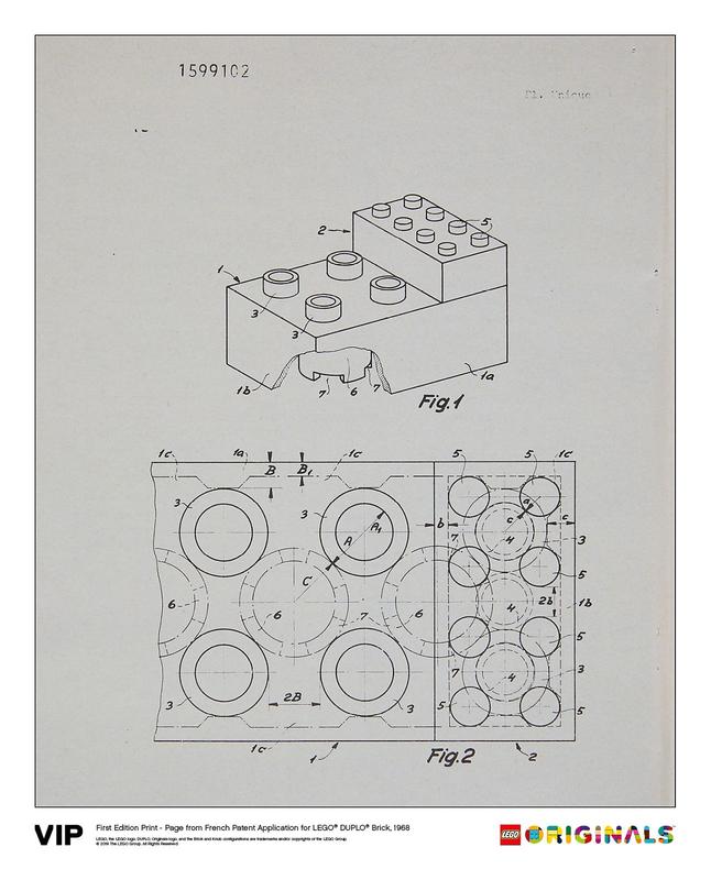 First Edition Page from French Patent Application for LEGO DUPLO Brick, 1968
