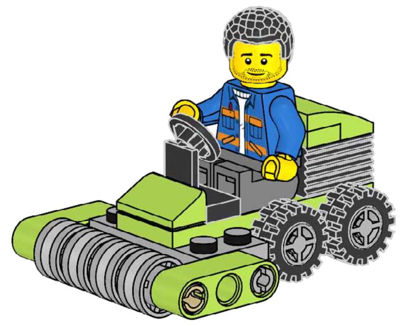 Worker with Lawnmower