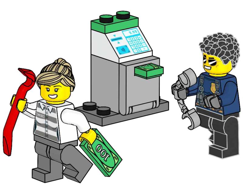 Policeman and Crook with ATM