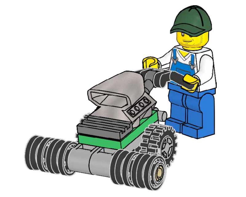 Farmer with lawn mower