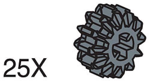 12-Tooth Black Double Conical Wheels (Pack of 25)