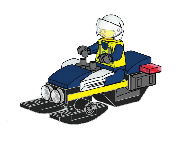 Police Officer with Snowmobile